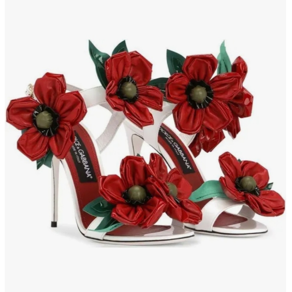 Dolce & Gabbana Red and White High Heel Sandals